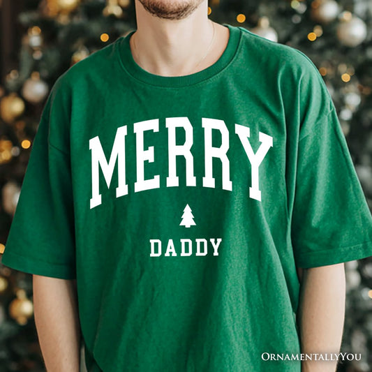 Merry Daddy Retro Christmas T-Shirt, Matching Family Holiday Tee