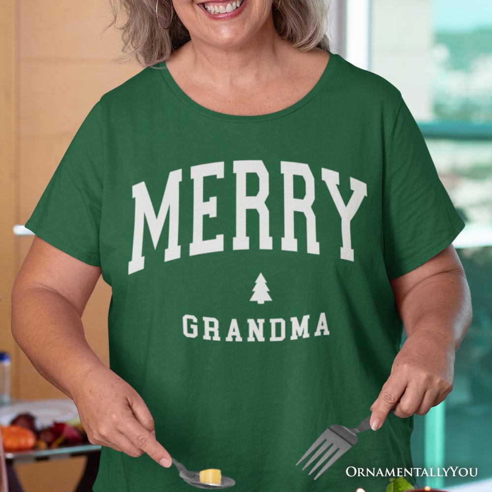 Merry Grandma Retro Christmas T-Shirt, Matching Family Holiday Tee