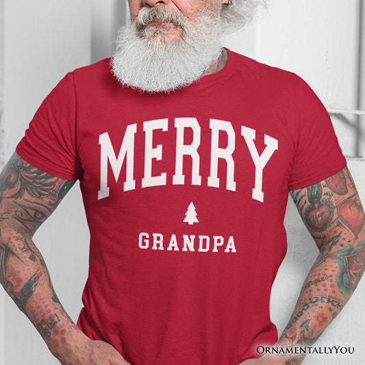Merry Grandpa Retro Christmas T-Shirt, Matching Family Holiday Tee