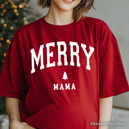 Merry Mama Retro Christmas T-Shirt, Matching Family Holiday Tee