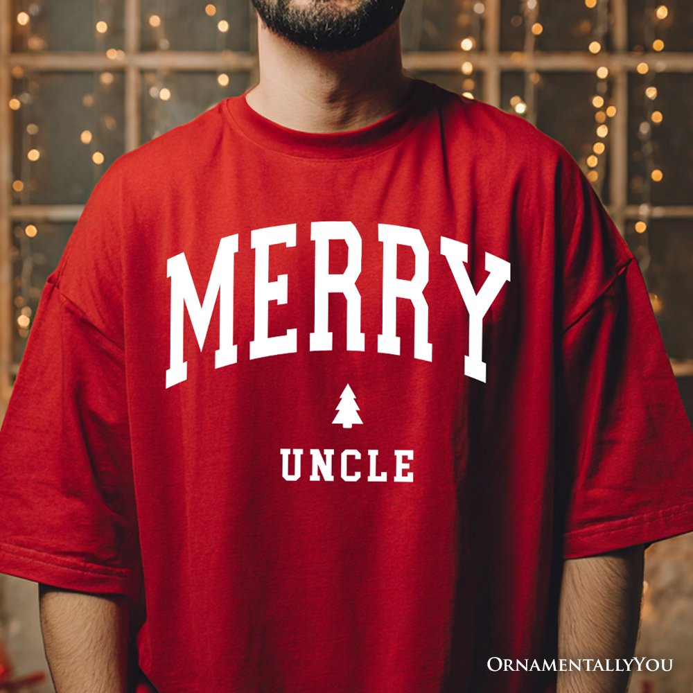 Merry Uncle Retro Christmas T-Shirt, Matching Family Holiday Tee