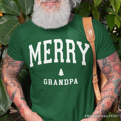 Merry Grandpa Retro Christmas T-Shirt, Matching Family Holiday Tee