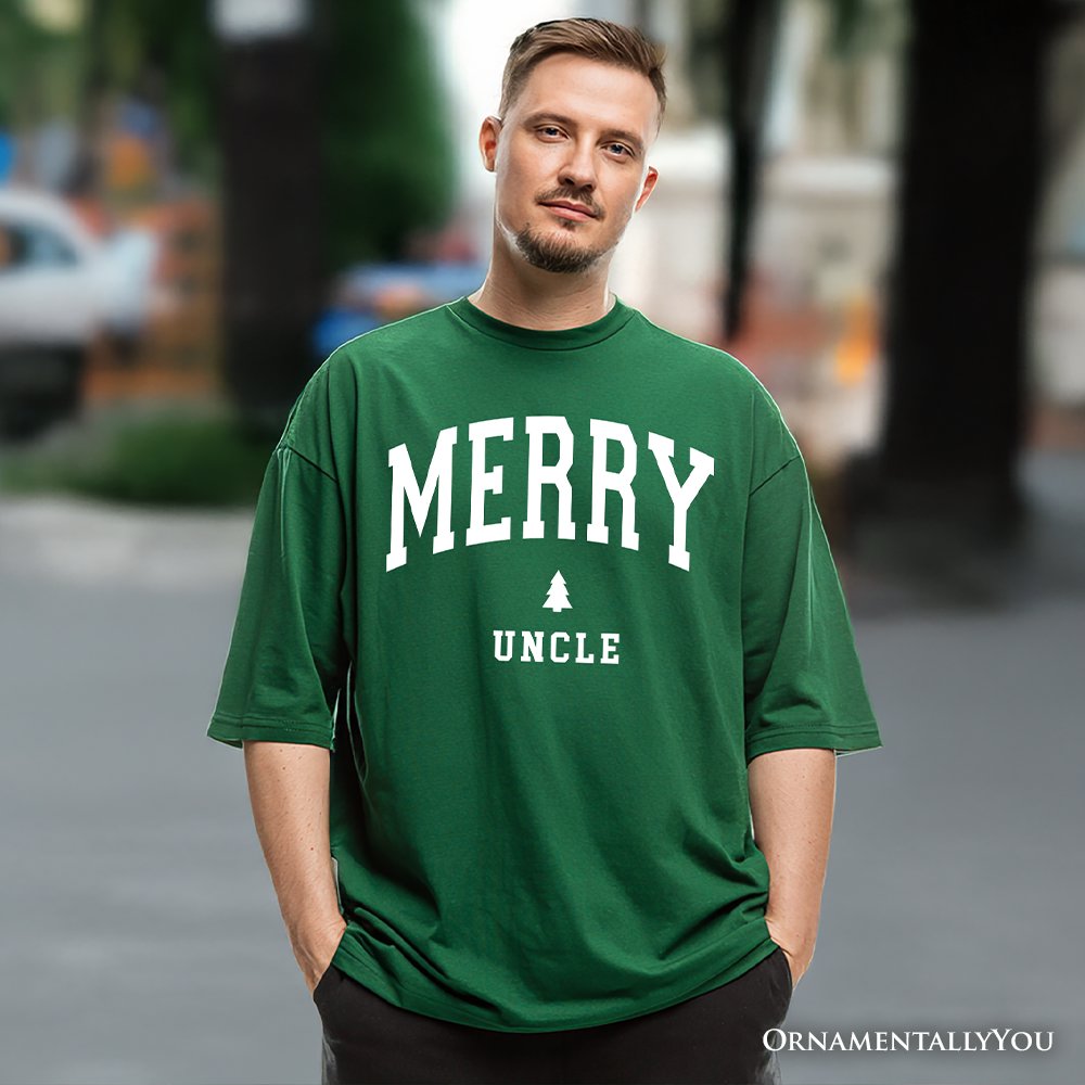 Merry Uncle Retro Christmas T-Shirt, Matching Family Holiday Tee
