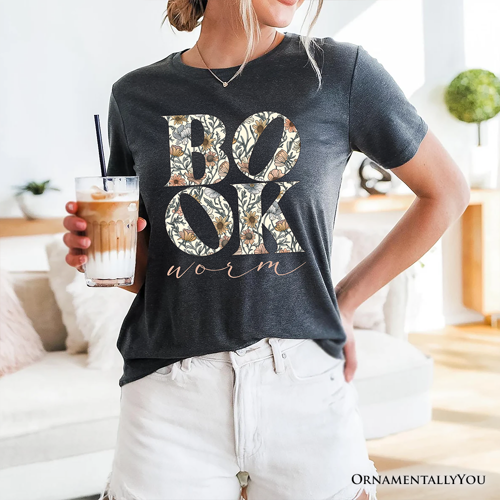 Bookworm Floral T-Shirt, Boho Wildflower Book Lover Tee