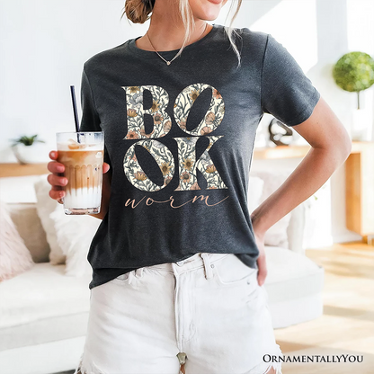 Bookworm Floral T-Shirt, Boho Wildflower Book Lover Tee