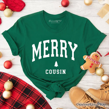 Merry Cousin Retro Christmas T-Shirt, Matching Family Holiday Tee