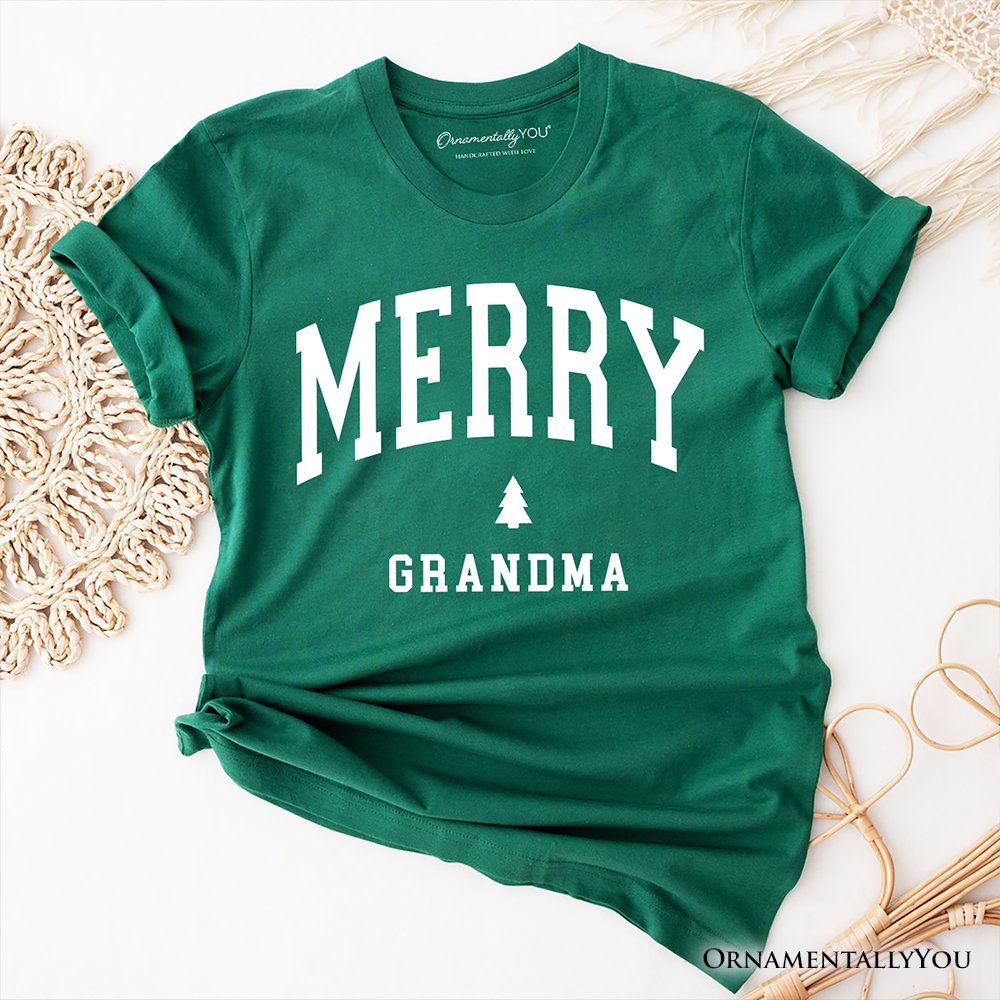 Merry Grandma Retro Christmas T-Shirt, Matching Family Holiday Tee