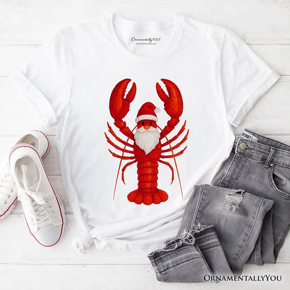 Santa Claws Lobster T-Shirt, Funny Pun Coastal Christmas Holiday Tee