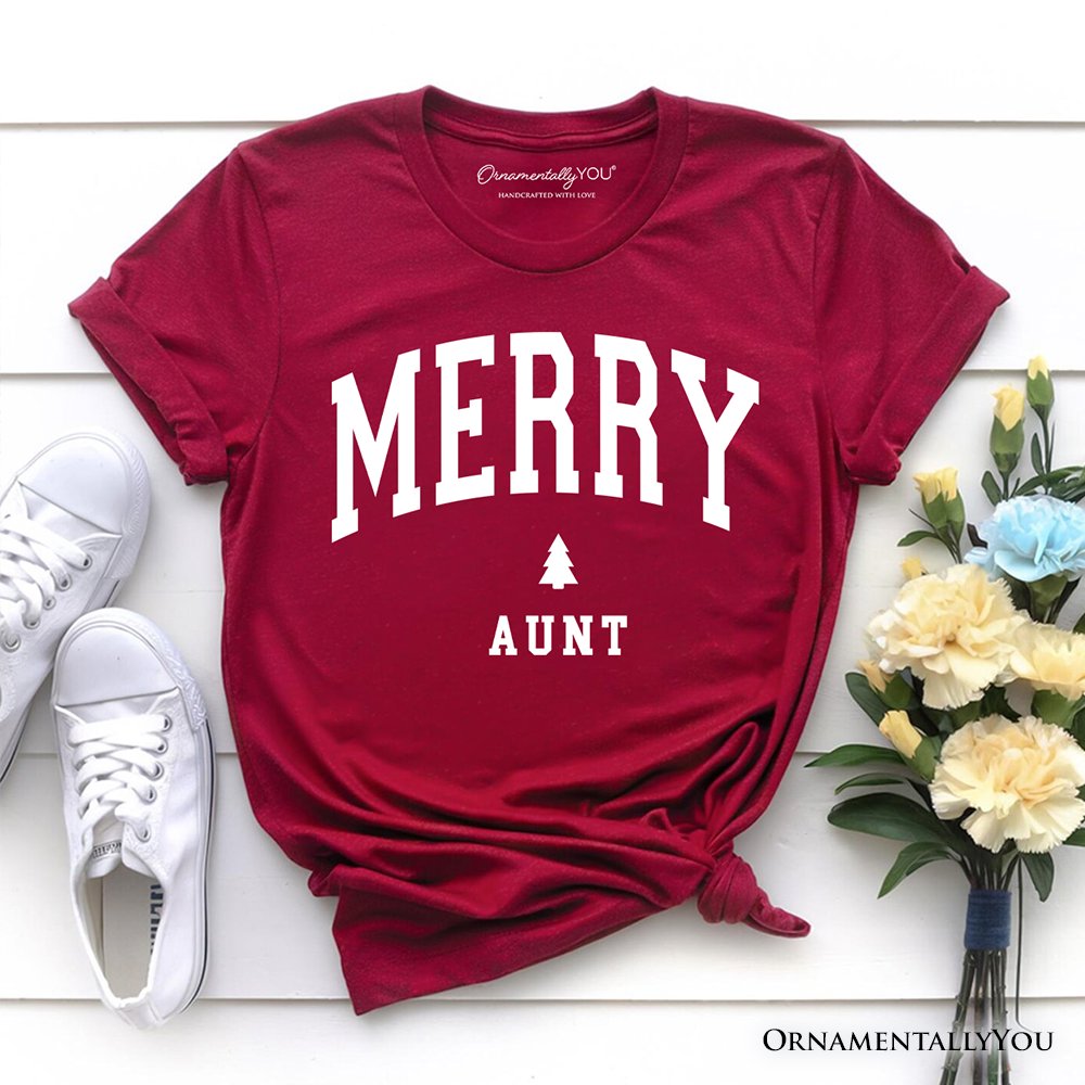 Merry Aunt Retro Christmas T-Shirt, Matching Family Holiday Tee