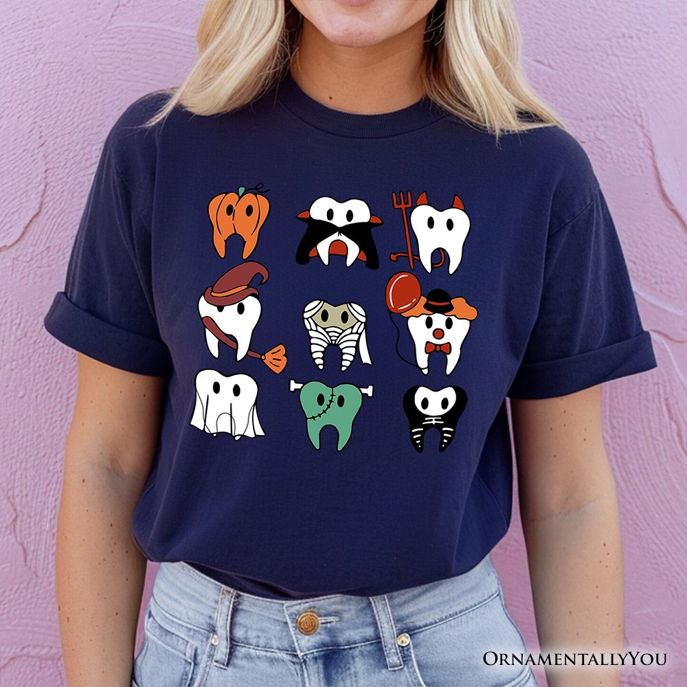 Spooky Halloween Dentist T-Shirt, Teeth Monster Tee for Dental Crew