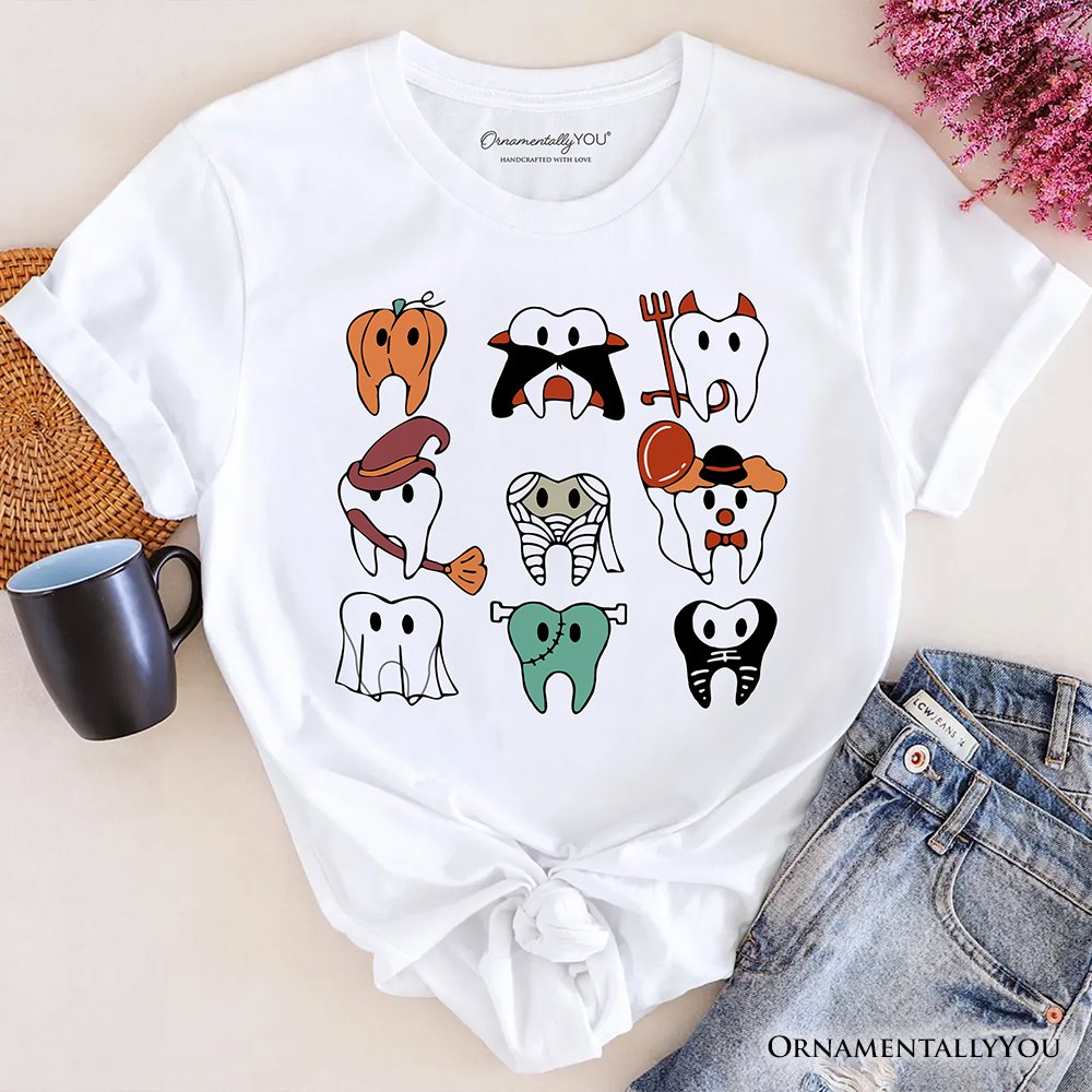 Spooky Halloween Dentist T-Shirt, Teeth Monster Tee for Dental Crew