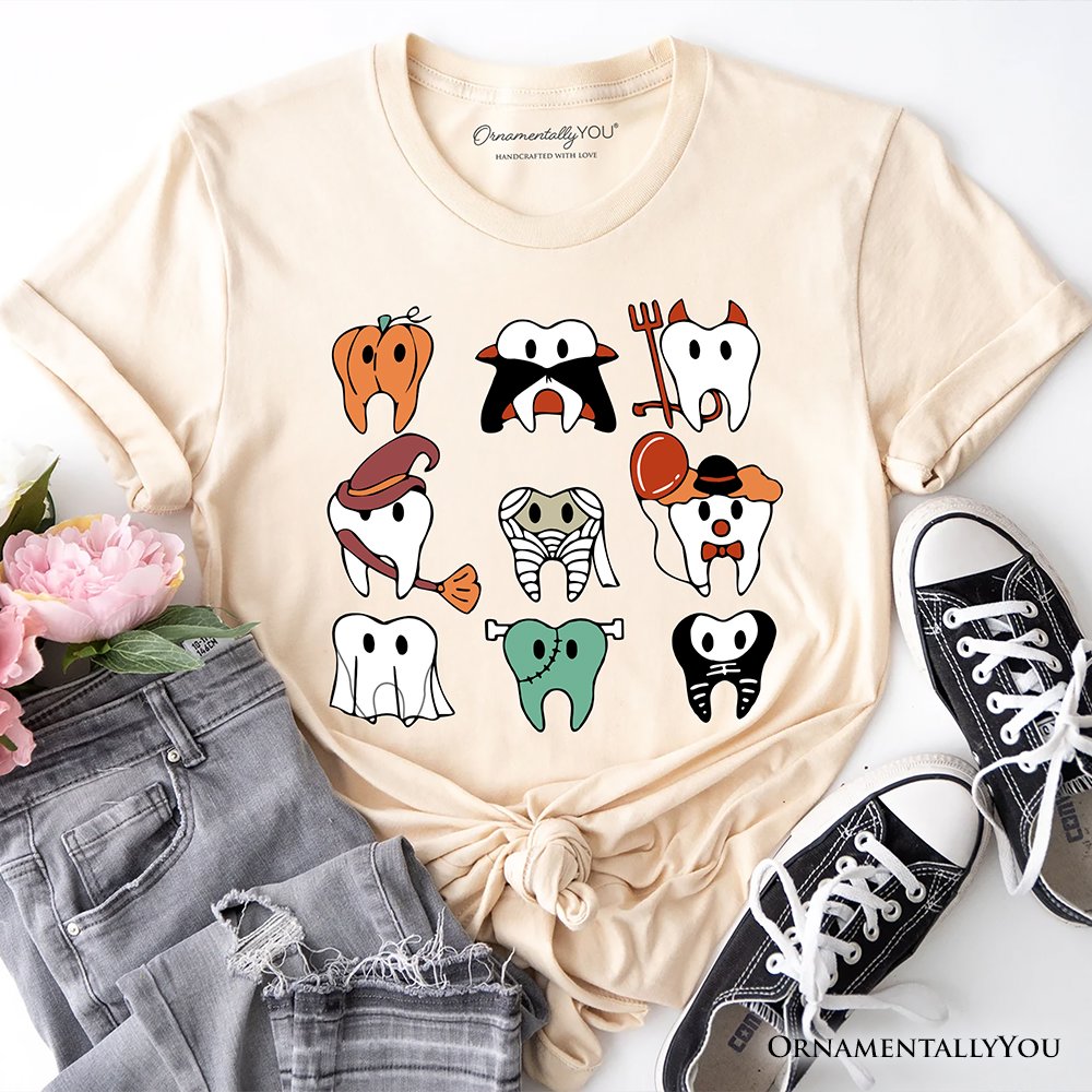 Spooky Halloween Dentist T-Shirt, Teeth Monster Tee for Dental Crew
