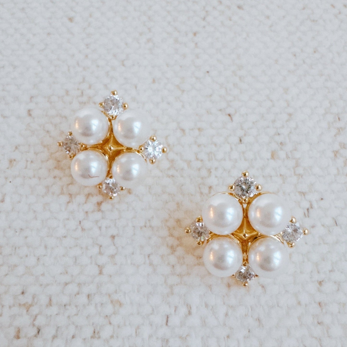 Four Pearls Stud Earrings