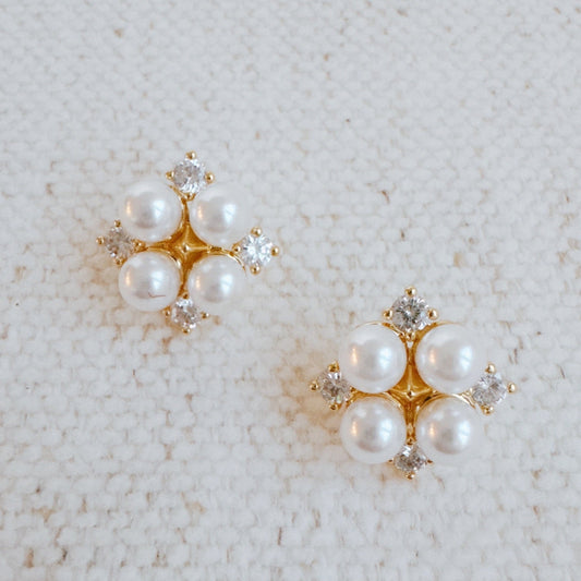 Four Pearls Stud Earrings