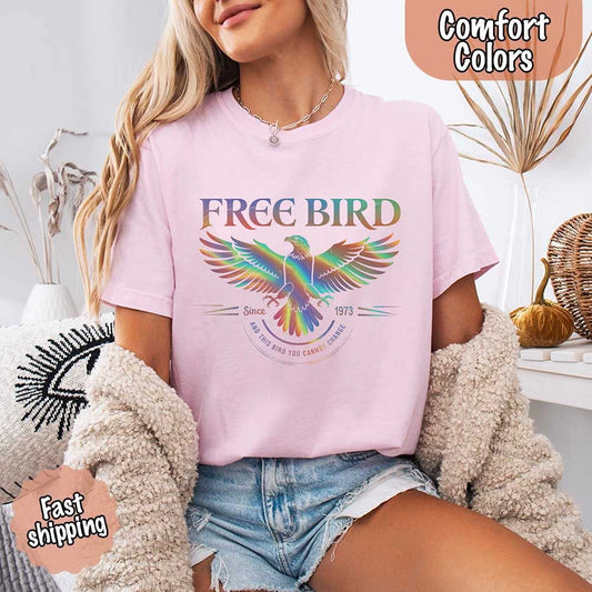 Free Bird Women’s Comfort Colors Tee – Vintage Rock Band T-Shirt with Retro Music Vibes