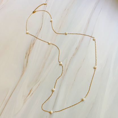 Freshwater Pearl Long Chain Necklace - Aaria Tees