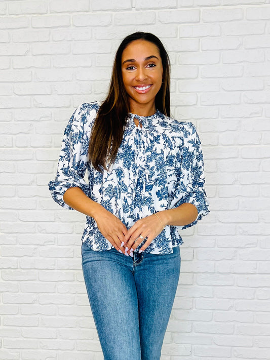 Frill Me With Sunshine in Ivory and Navy (Online Exclusive) Aaria Tees