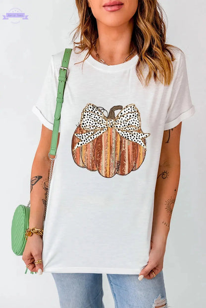 Full Size Pumpkin Round Neck Short Sleeve T-Shirt Trendsi
