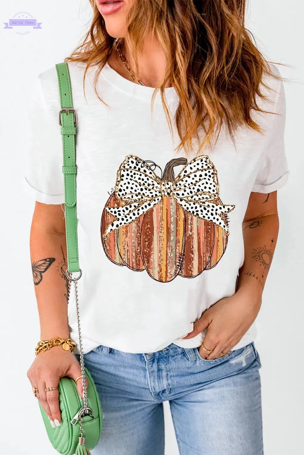 Full Size Pumpkin Round Neck Short Sleeve T-Shirt Trendsi