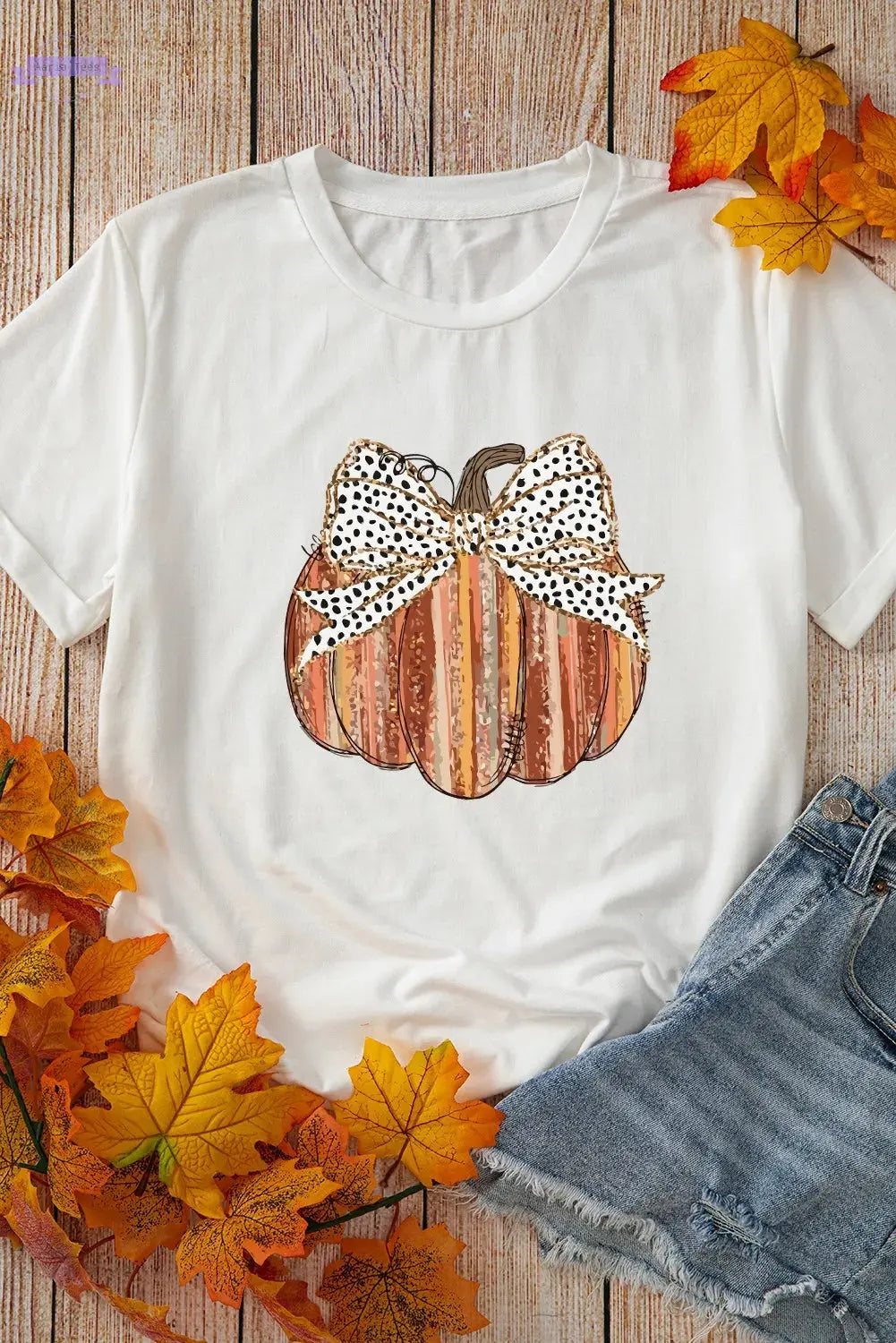 Full Size Pumpkin Round Neck Short Sleeve T-Shirt Trendsi