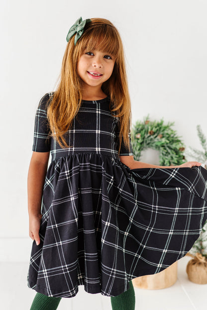 Black Plaid | Scoop Back Dress