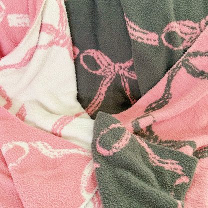 Bow Scalloped Coziest Blanket - Aaria Tees