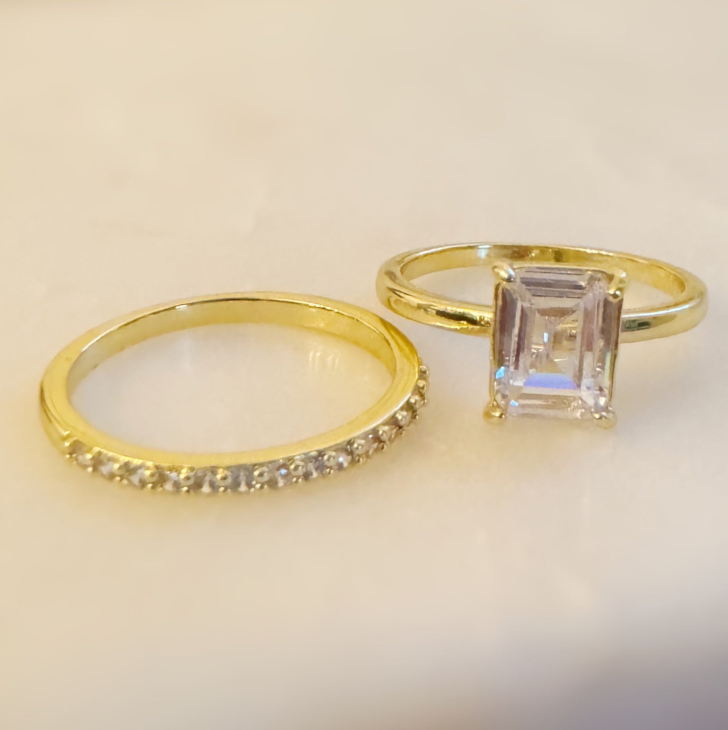 Emerald Cut Solitaire Ring Set Of 2 Ellisonyoung.com