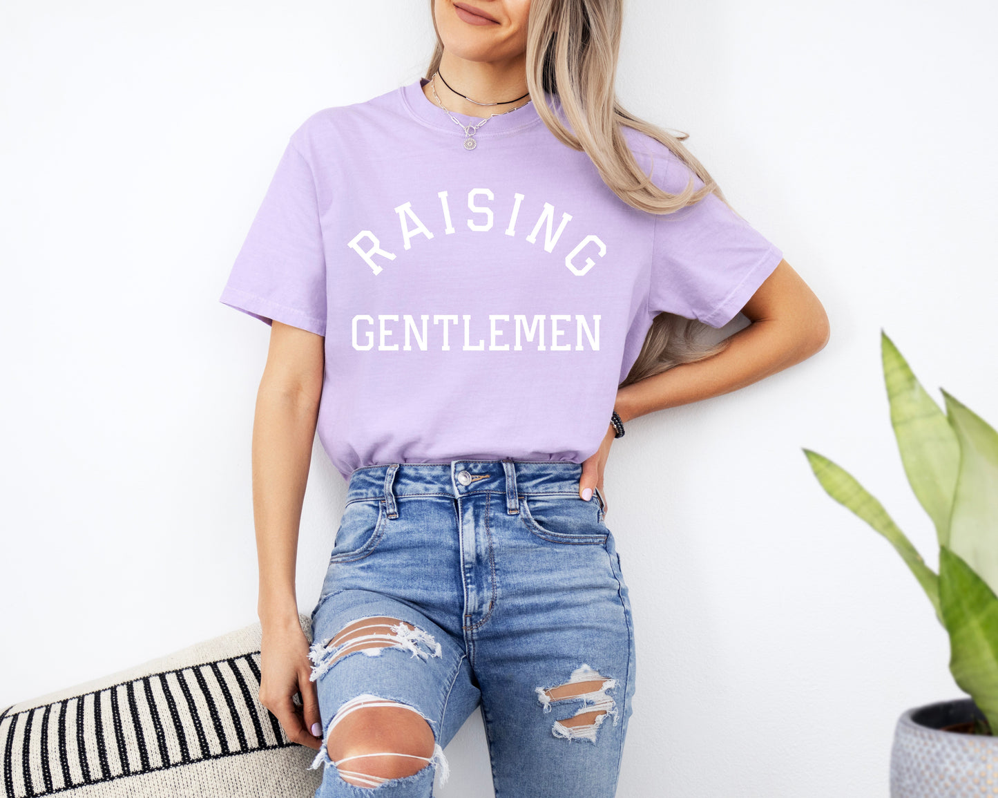 Raising Gentlemen Boy mom Garment Dyed T Shirt (varsity)