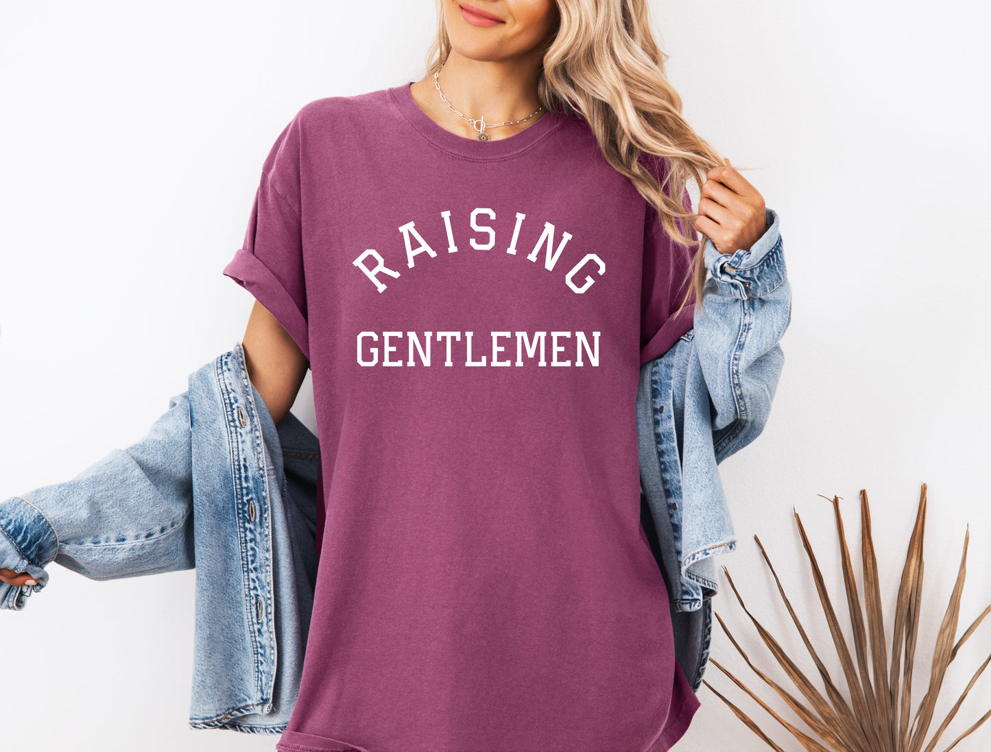 Raising Gentlemen Boy mom Garment Dyed T Shirt (varsity)
