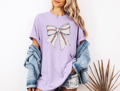 Baseball Lover Mom Game Day Comfort Colors Graphic Tees (Ribbon)