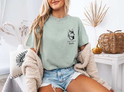 German Shepherd Dog Mom Comfort Colors T Shirt (left chest)