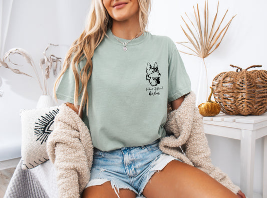 German Shepherd Dog Mom Comfort Colors T Shirt (left chest)