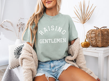 Raising Gentlemen Boy mom Garment Dyed T Shirt (varsity)