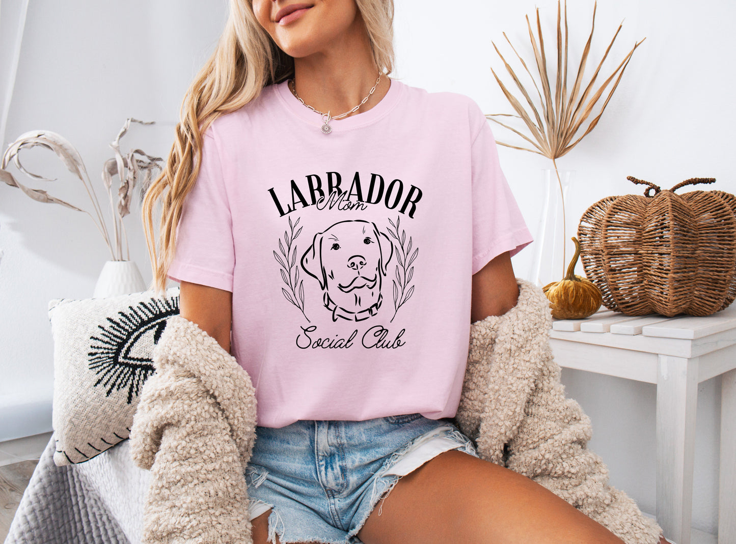 Labrador Mom Social Club Retriever Dog Mom Garment dyed T Shirt