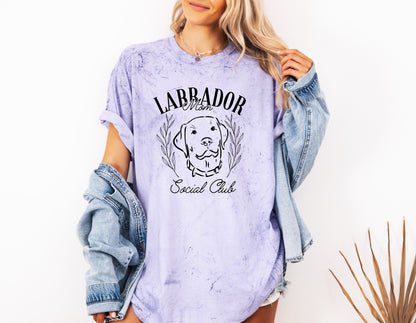 Labrador Mom Social Club Retriever Dog Mom Garment dyed T Shirt