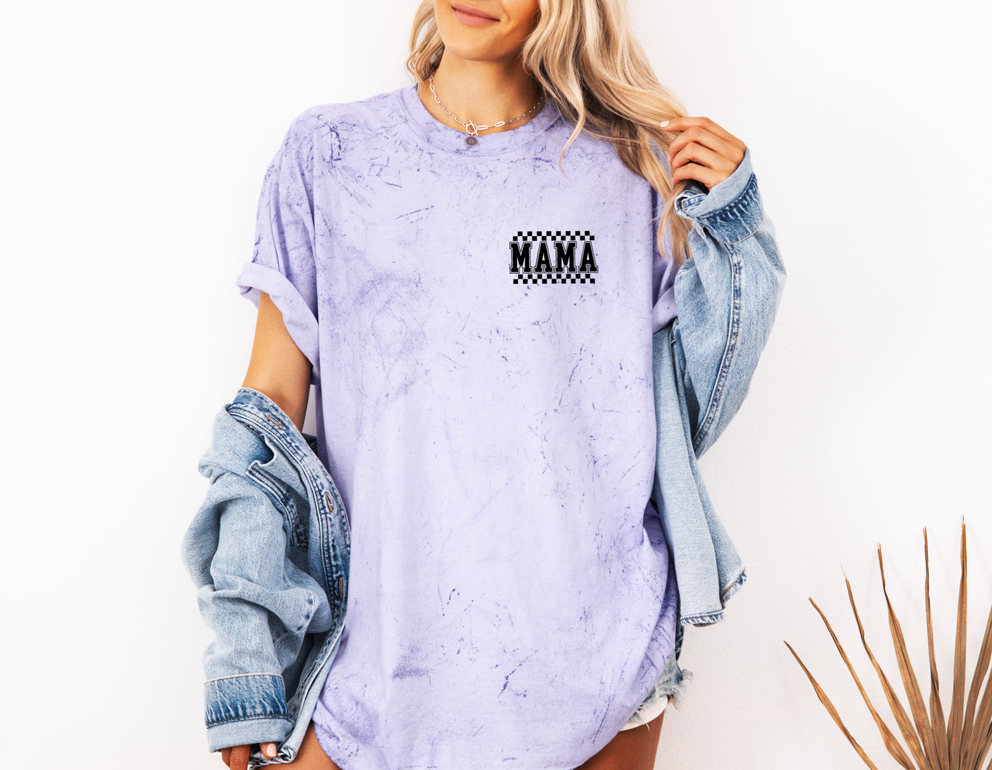 Mama Retro Plaid Checkered Front and Back Comfort Colors T Shirt