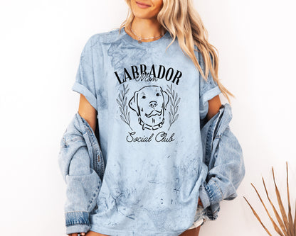 Labrador Mom Social Club Retriever Dog Mom Garment dyed T Shirt