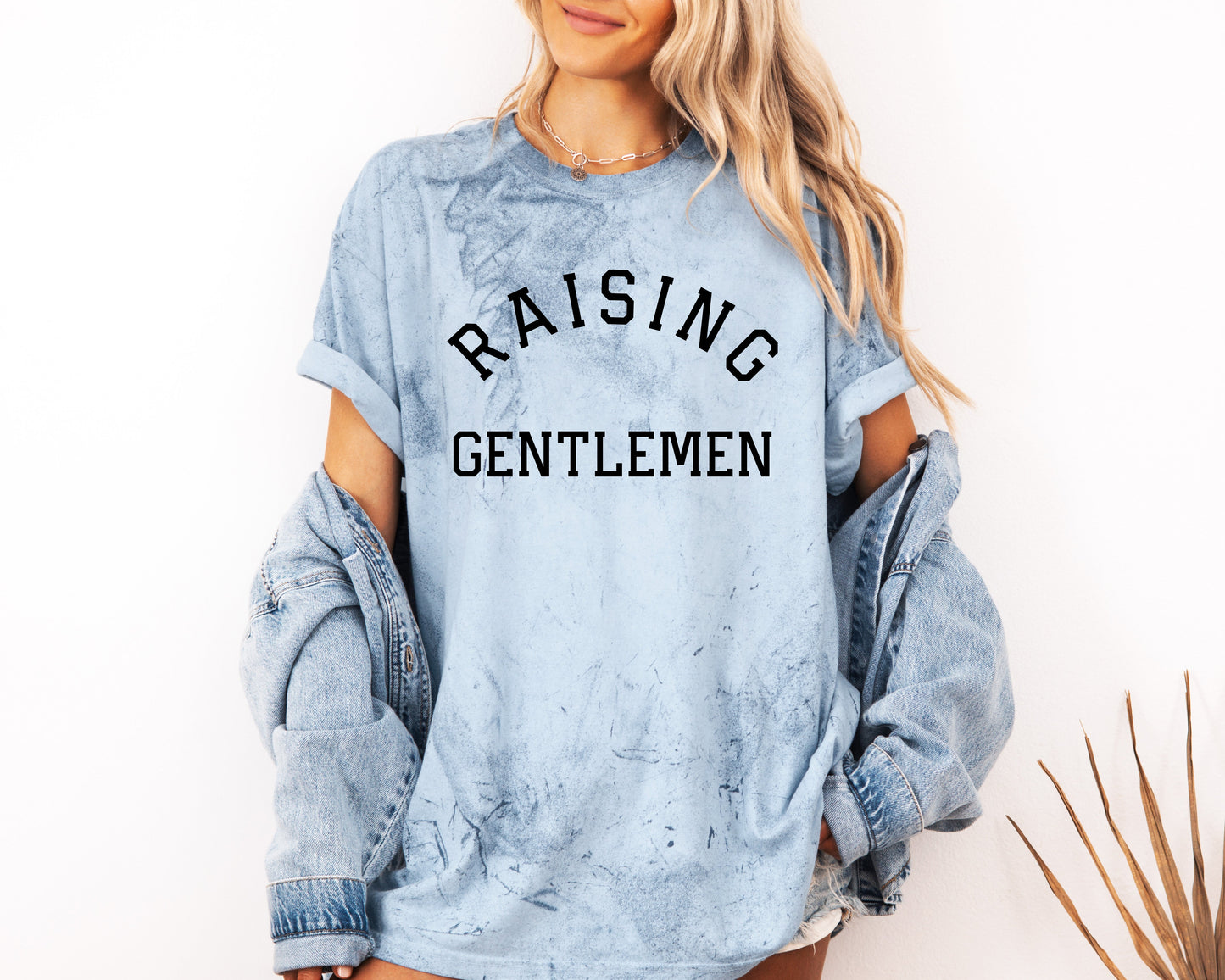 Raising Gentlemen Boy mom Garment Dyed T Shirt (varsity)