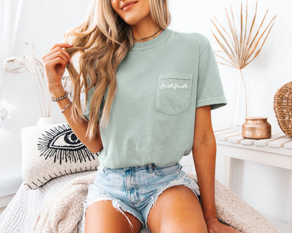 Mama Comfort Colors Pocket T Shirt (Cursive 1)
