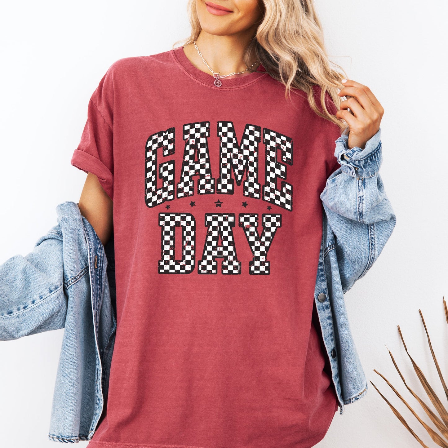 Game Day, Checkered, Football, Sports, Big Game, Touchdown, Tailgate Party Tshirt Comfort Colors T-Shirt