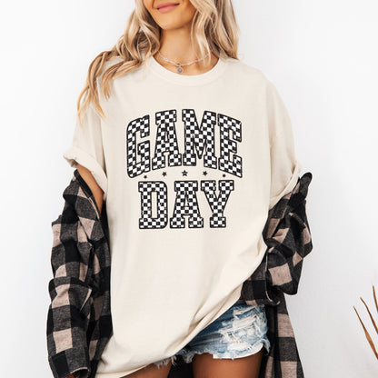 Game Day, Checkered, Football, Sports, Big Game, Touchdown, Tailgate Party Tshirt Comfort Colors T-Shirt