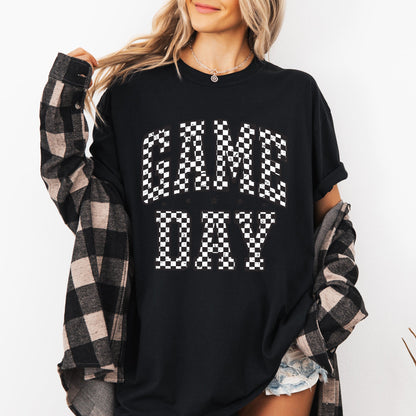 Game Day, Checkered, Football, Sports, Big Game, Touchdown, Tailgate Party Tshirt Comfort Colors T-Shirt