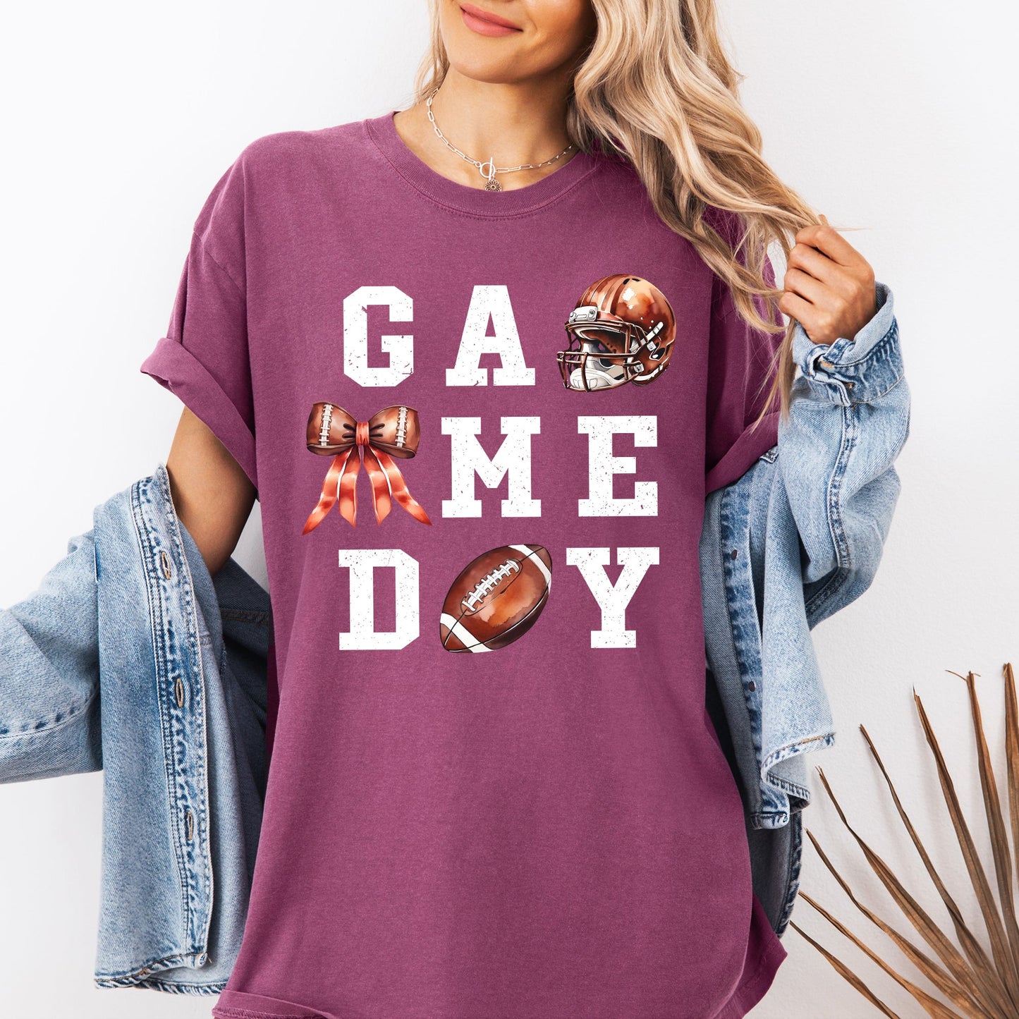 Game Day, Coquette, Ribbon, Girly, Football, Sports, Game Day, Big Game, Touchdown, Tailgate Party Tshirt Comfort Colors T-Shirt