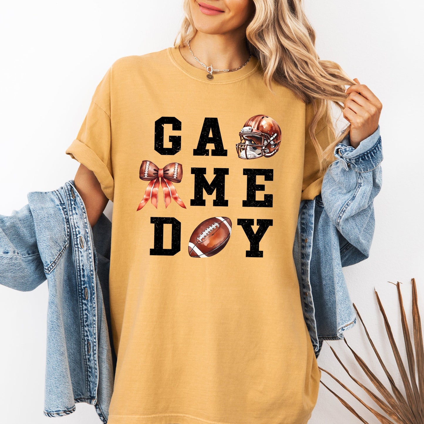 Game Day, Coquette, Ribbon, Girly, Football, Sports, Game Day, Big Game, Touchdown, Tailgate Party Tshirt Comfort Colors T-Shirt