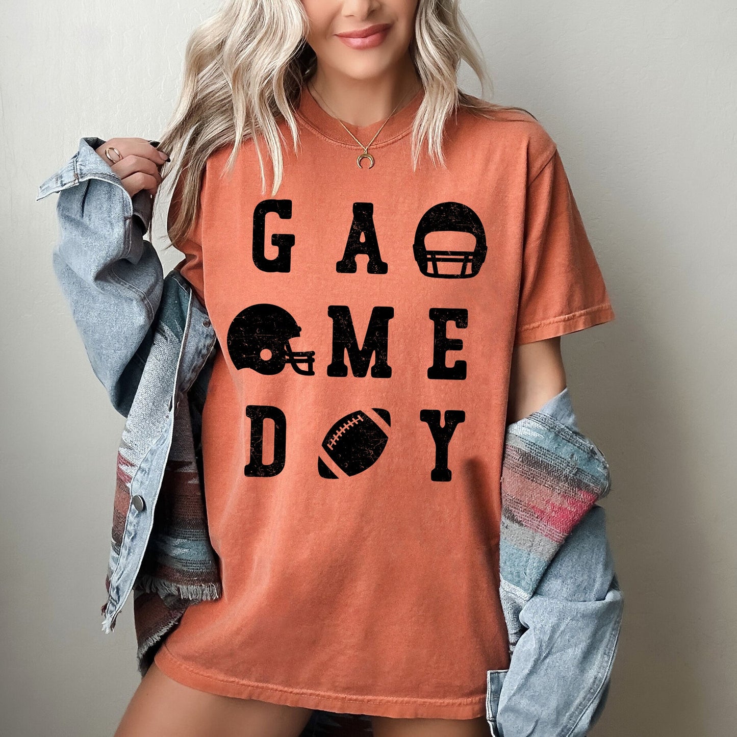 Game Day, Football, Helmet, Sports, Big Game, Touchdown, Tailgate Party Tshirt Comfort Colors T-Shirt
