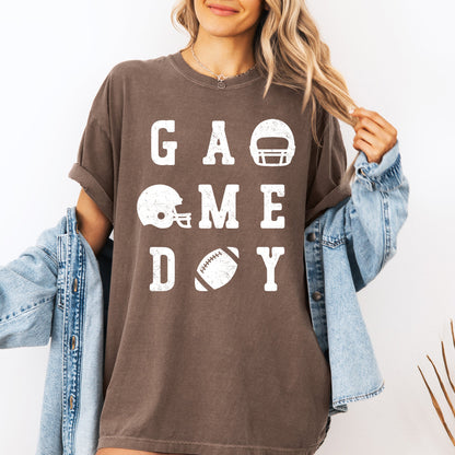 Game Day, Football, Helmet, Sports, Big Game, Touchdown, Tailgate Party Tshirt Comfort Colors T-Shirt