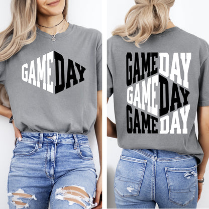 Game Day, Front and Back, Cheer, Football, Sports, Big Game, Touchdown, Tailgate Party Tshirt Comfort Colors T-Shirt