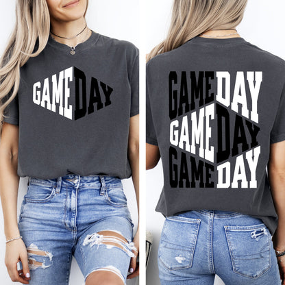 Game Day, Front and Back, Cheer, Football, Sports, Big Game, Touchdown, Tailgate Party Tshirt Comfort Colors T-Shirt