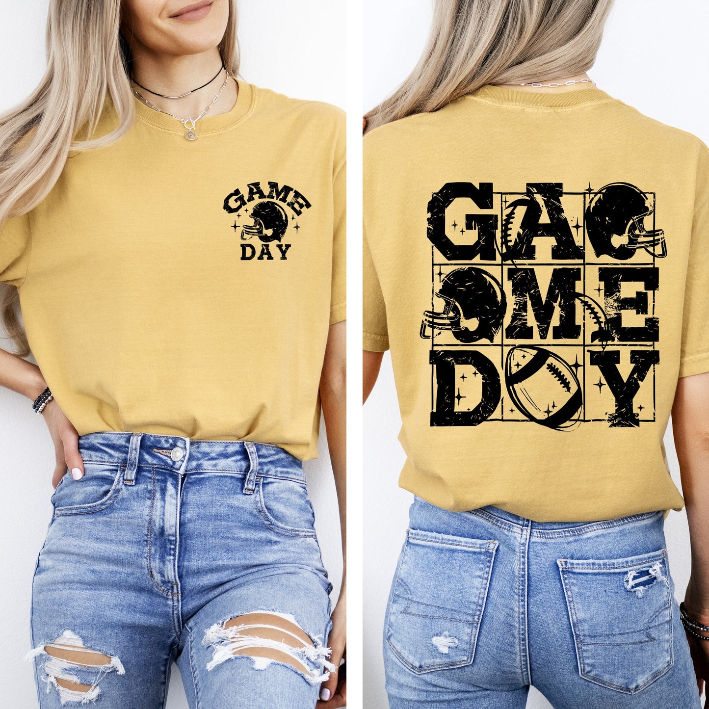 Game Day, Front and Back, Football, Sports, Big Game, Touchdown, Tailgate Party Tshirt Comfort Colors T-Shirt