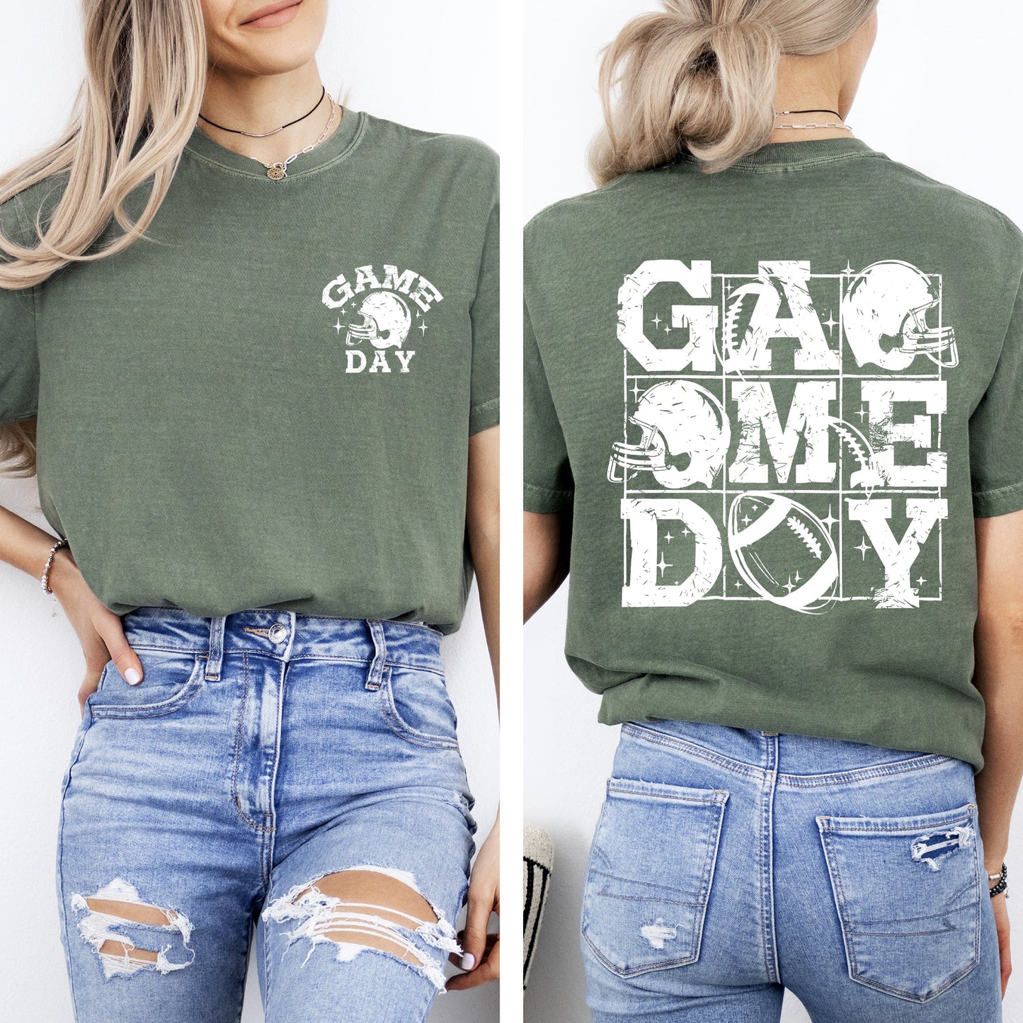 Game Day, Front and Back, Football, Sports, Big Game, Touchdown, Tailgate Party Tshirt Comfort Colors T-Shirt